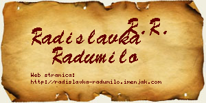 Radislavka Radumilo vizit kartica